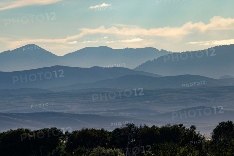 Hill and mountain layers at sunset. Bellevue, Idaho, United States