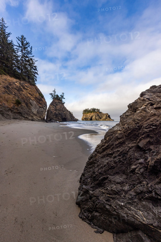 Beach and sea stacks along Oregon Coast. Gold Beach, Oregon, United States