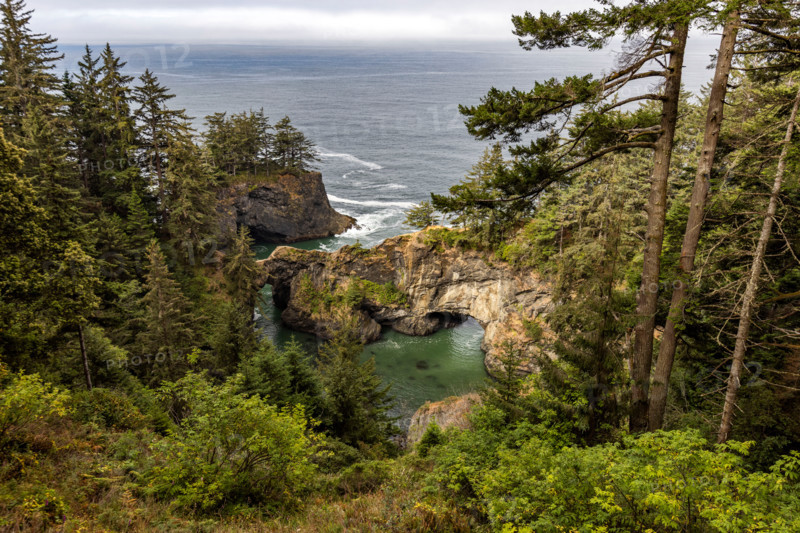 Natural Bridge along Oregon Coast. Gold Beach, Oregon, United States