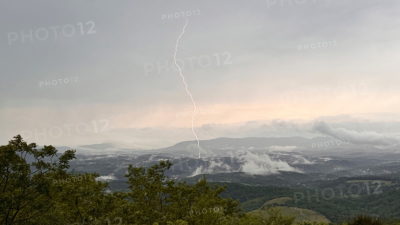 Lightning on sky over mountains. Blacksburg, Virginia, United States