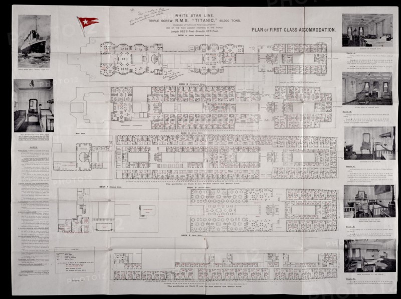 Plan des ponts de première classe du RMS Titanic