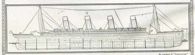 Vue latérale du RMS Titanic