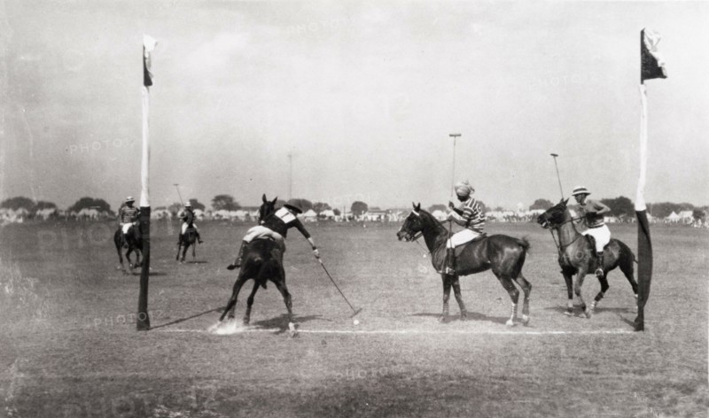 Polo match during the Prince of Wales' tour of India. Action shot of a polo match, in which Prince Edward of Wales (later King Edward VIII), participated during his royal tour of India (1921-22). Delhi, India, February 1922., Delhi, India, Southern Asia, Asia.