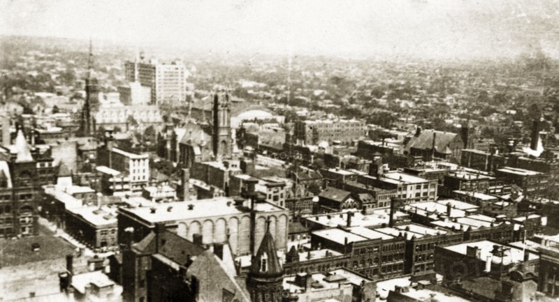 Toronto city. View across Toronto taken from the tallest highrise building in the city at the time, the Optima Business Centre. Toronto, Canada, 5-15 August 1924. Toronto, Ontario, Canada, North America, North America .