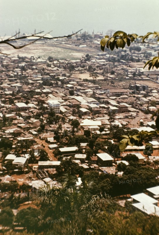 Freetown, 1975. View across the rooftops of Freetown. Freetown, Sierra Leone, 1975. Freetown, West (Sierra Leone), Sierra Leone, Western Africa, Africa.