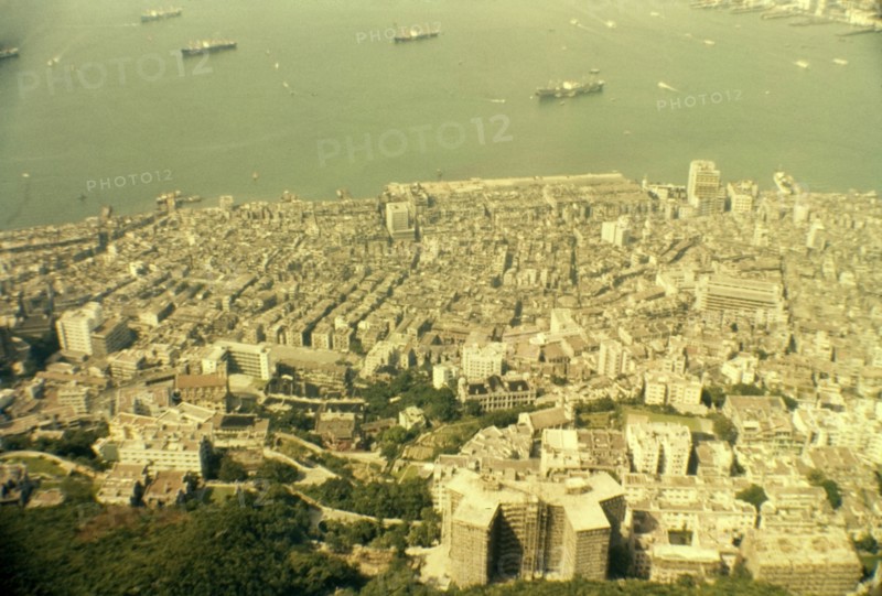 View of Hong Kong. View over the city of Hong Kong from the city's famous landmark, Victoria Peak, otherwise known as 'The Peak'. Hong Kong, People's Republic of China, August 1960. Hong Kong, Hong Kong, China, People's Republic of, Eastern Asia, Asia.
