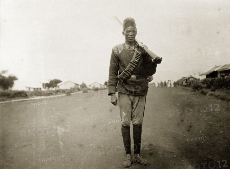 Sergeant of King's African Rifles. A sergeant of the King's African Rifles, assigned to lead an escort accompanying Geoffrey Archer, a colonial officer, and Frederick Stanbury on safari to Lake Baringo in early 1906. British East Africa (Kenya), 1906. Kenya, Eastern Africa, Africa.