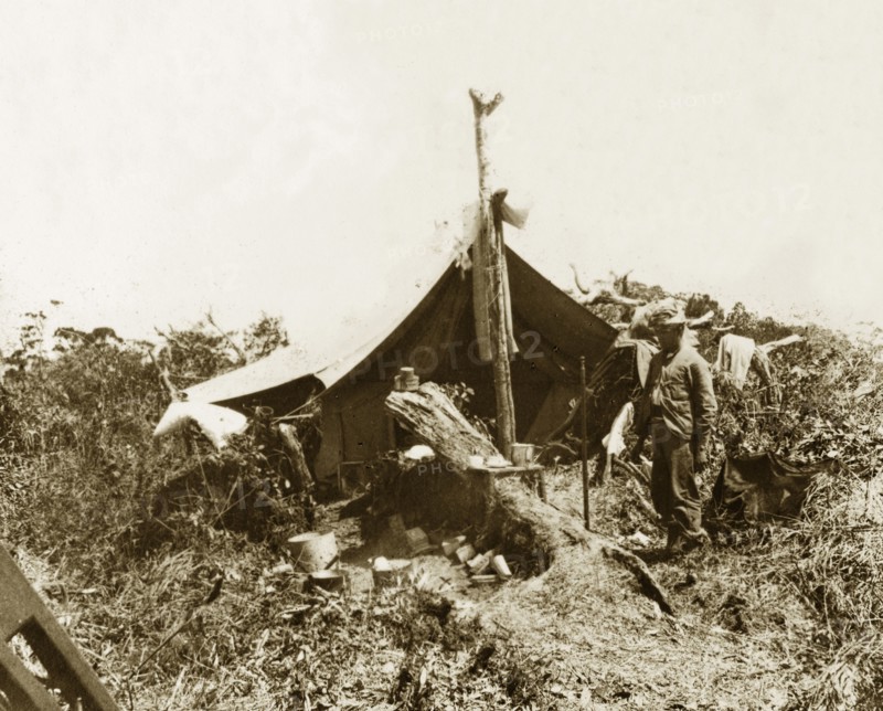 British survey camp at Bintang, Malaysia. Trigonometrical survey camp at Gunung Bintang (1862 m.). Near Kampong Sedim, British Malaya (Malaysia), circa 1902., Kedah, Malaysia, South East Asia, Asia.