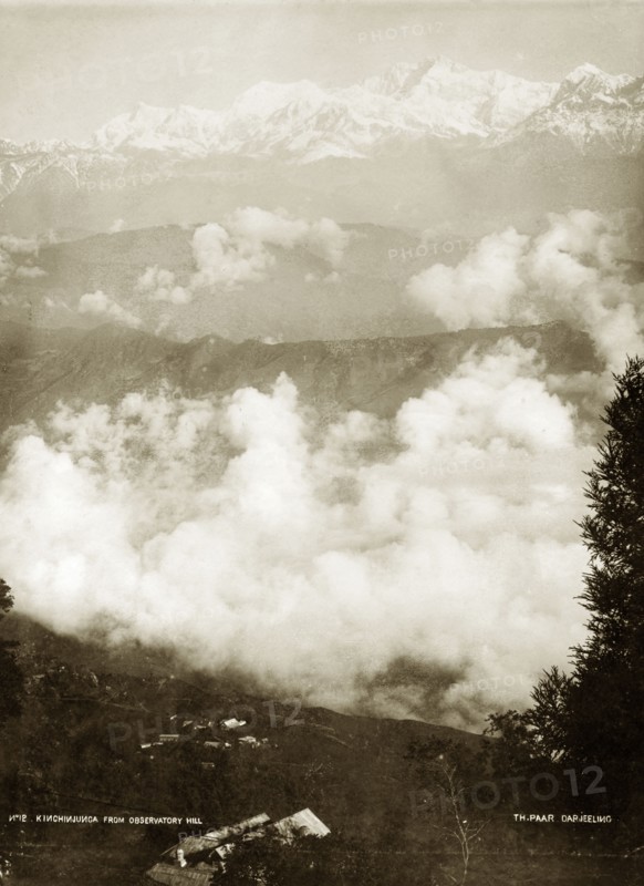 Kanchenjunga from Observatory Hill. View of the Himalayan mountain Kanchenjunga, taken from Observatory Hill. Shimla, India, circa 1890. Shimla, Himachal Pradesh, India, Southern Asia, Asia.