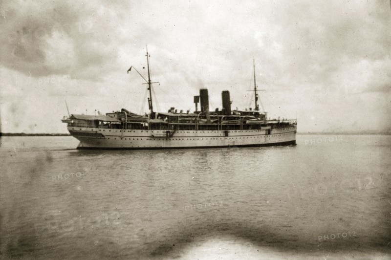 RIMS 'Northbrook' in Burma (Myanmar). RIMS 'Northbrook', a naval steamer belonging to the Royal Indian Marine Service, in the Rangoon River estuary. Rangoon (Yangon), Burma (Myanmar), circa 1900., Yangon, Burma (Myanmar), South East Asia, Asia.