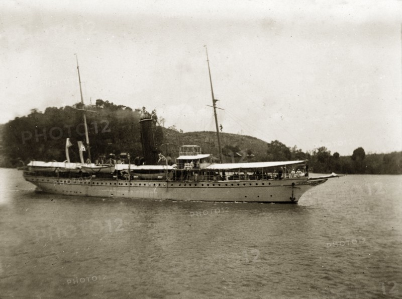 RIMS 'Investigator'. RIMS 'Investigator', a naval steamer belonging to the Royal Indian Marine Service. Indian Ocean, circa 1900., Southern Asia, Asia.