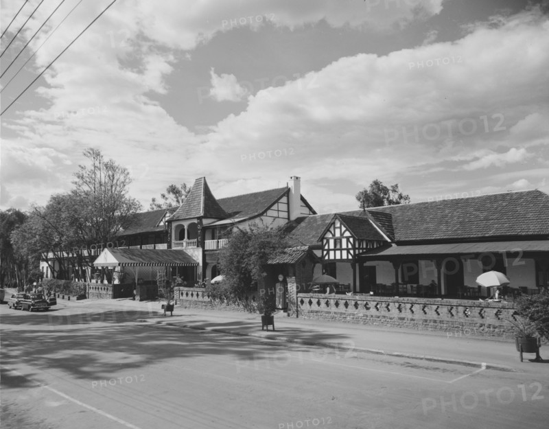 Norfolk Hotel, Nairobi. The half-timbered facade of the Norfolk Hotel, famously opened on 25 December 1904 with a Christmas morning cocktail party. Nairobi, Kenya, 13 October 1957. Nairobi, Nairobi Area, Kenya, Eastern Africa, Africa.