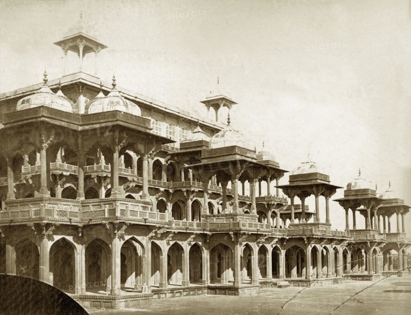 Akbar's tomb, India. The multi-arched architecture of Akbar's tomb. Agra, North Western Provinces (Uttar Pradesh), India, circa 1885. Lucknow, Uttar Pradesh, India, Southern Asia, Asia.