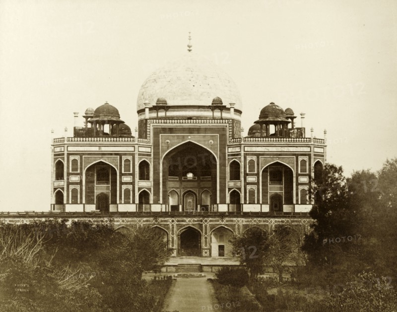 Tomb of Sultan Firoz Shah. Exterior view of the tomb of Sultan Firoz Shah, a Muslim ruler of the Indian Tughlaq dynasty who reigned between 1351 and 1388. Delhi, India, circa 1885. Delhi, Delhi, India, Southern Asia, Asia.