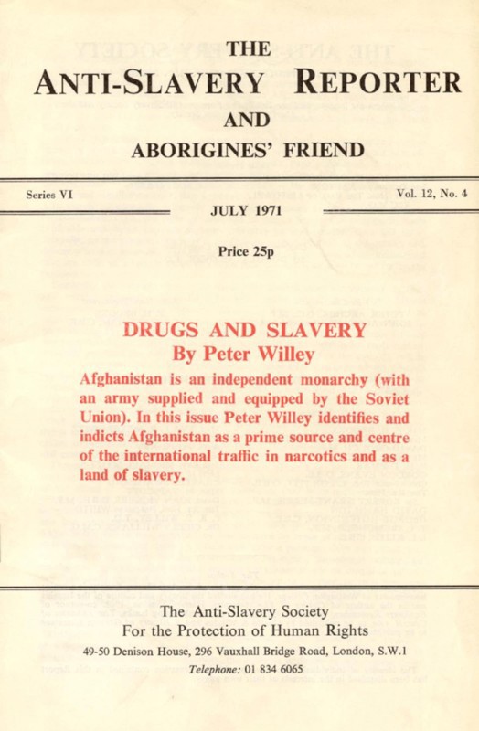 Anti Slavery Reporter', July 1971. Front cover of the 'Anti-Slavery Reporter and Aborigine's Friend', a magazine established in 1825 that campaigned vigorously for the abolition of slavery throughout the world. England, July 1971. England (United Kingdom), Western Europe, Europe .