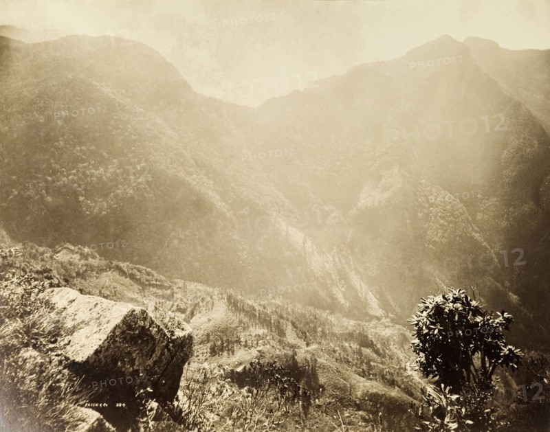 Mountains near Kandy. View of the forested mountains surrounding Kandy. Central Province, Ceylon (Sri Lanka), circa 1901., Central (Sri Lanka), Sri Lanka, Southern Asia, Asia.