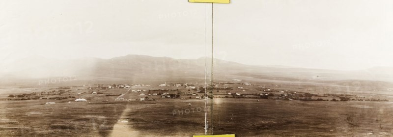 Panoramic view of Heidelberg. Panoramic view of the town of Heidelberg, situated at the foot of the Suikerbosrand mountain range. Heidelberg, Eastern Transvaal (Mpumalanga), South Africa, circa 1905. Heidelberg, Mpumalanga, South Africa, Southern Africa, Africa.