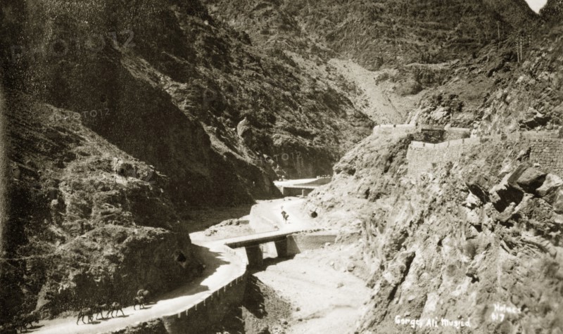 The gorge at Ali Masjid on the Khyber Pass. The gorge at Ali Masjid on the Khyber Pass, a strategically important route in the Safed Koh Mountains, connecting British India (now Pakistan) with Afghanistan. Ali Masjid, North West Frontier Province, India (Federally Administered Tribal Areas, Pakistan), circa 1924. Ali Masjid, Federally Administered Tribal Areas, Pakistan, Southern Asia, Asia.