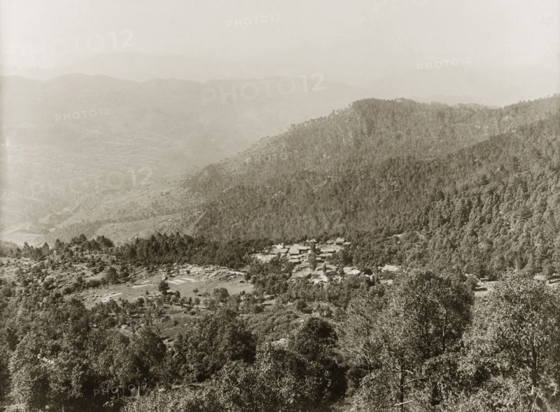 The Himalayan foothills at Murree. View across the forested foothills of the Himalayas that surround the hillstation of Murree. Murree, Punjab, India (Pakistan), circa 1927. Murree, Punjab, Pakistan, Southern Asia, Asia.