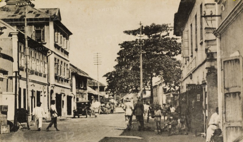 Broad Street, Lagos. View down Broad Street, a commercial road in Lagos. Lagos, Nigeria, circa 1925. Lagos, Lagos, Nigeria, Western Africa, Africa.