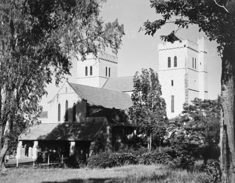 All Saints Cathedral, Nairobi. Exterior view of All Saints Cathedral. Nairobi, Kenya, February 1952. Nairobi, Nairobi Area, Kenya, Eastern Africa, Africa.