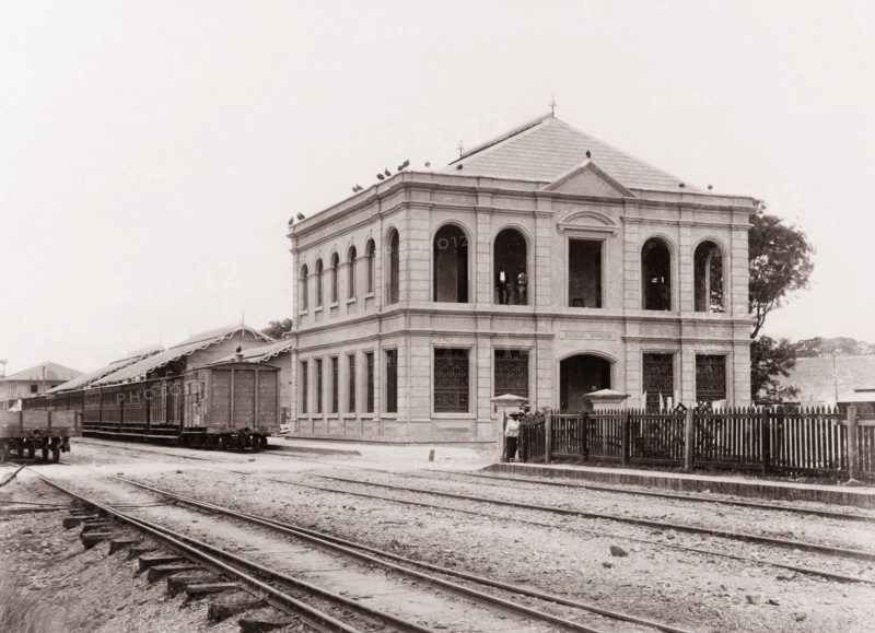 Trinidad Government Railway office building. View of the Trinidad Government Railways office building. Port of Spain, Trinidad, circa 1912. Port of Spain, Trinidad and Tobago, Trinidad and Tobago, Caribbean, North America .