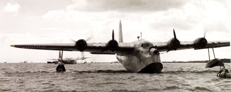 A BOAC flying boat. A Short Empire flying boat, used by the British Overseas Airways Corporation (BOAC) for civilian flights between Poole, England and Calcutta, India. Location unknown, October 1947.