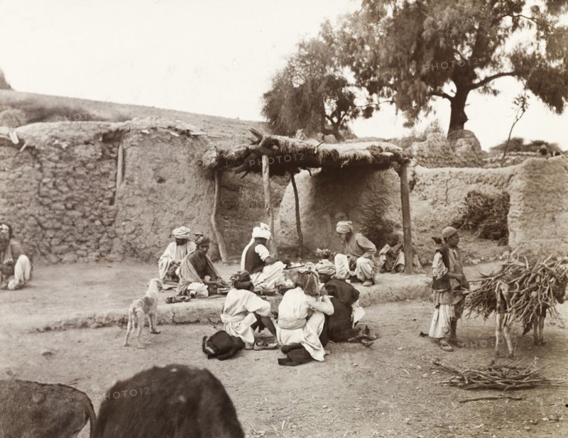 Street scene in a North West Frontier village. Street scene from a village on the road from Kohat to Peshawar. North West Frontier Province, India (Pakistan), February 1903., North West Frontier Province, Pakistan, Southern Asia, Asia.