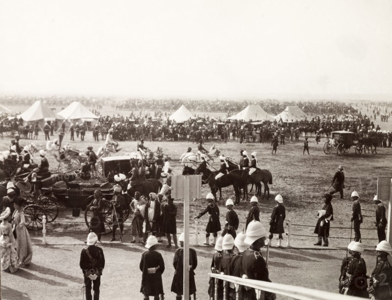 Coronation Durbar camp, 1903. View across the bustling Coronation Durbar camp. Delhi, India, circa 1 January 1903. Delhi, Delhi, India, Southern Asia, Asia.