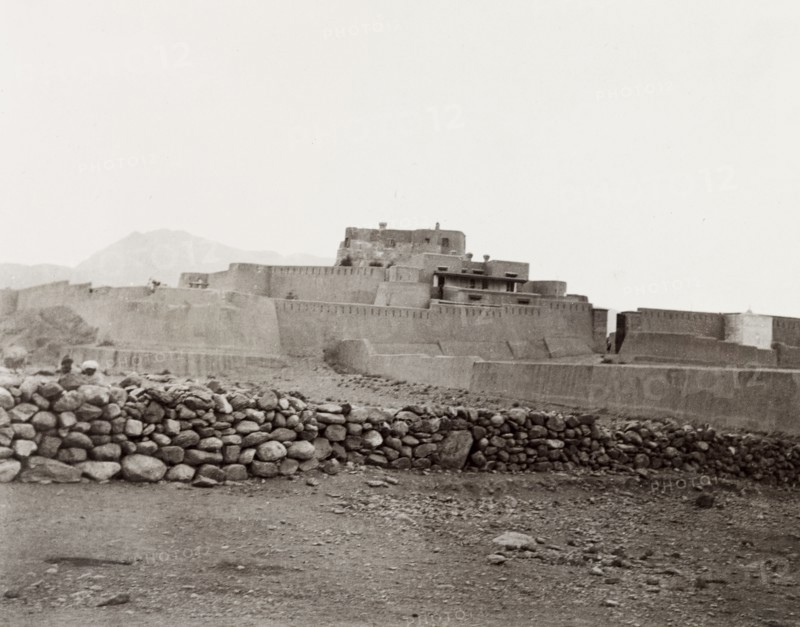 Jamrud Fort on the Khyber Pass. View of Jamrud Fort on the Khyber Pass, a mud fort built by Sikh General Hari Singh Nalwa in 1837. Jamrud, North West Frontier Province, India (Pakistan), 1903., North West Frontier Province, Pakistan, Southern Asia, Asia.