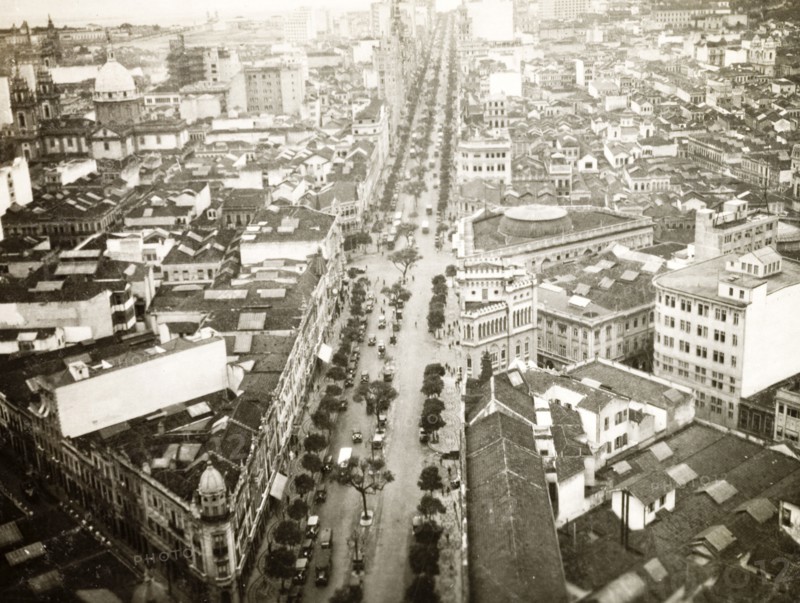 Avenue Rio Branco, Rio de Janeiro. The Avenue Rio Branco, a wide city street lined with trees that runs through the centre of Rio de Janeiro. Rio de Janeiro, Brazil, circa 1931. Rio de Janeiro, Brazil, Brazil, South America, South America .