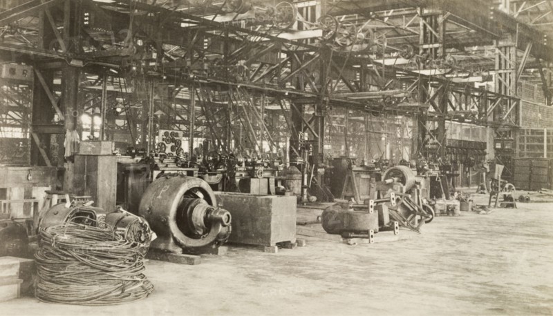 Industrial workshop in garden Reach. The interior of an industrial workshop in the suburb of Garden Reach. Calcutta (Kolkata), India, circa 1925. Kolkata, West Bengal, India, Southern Asia, Asia.