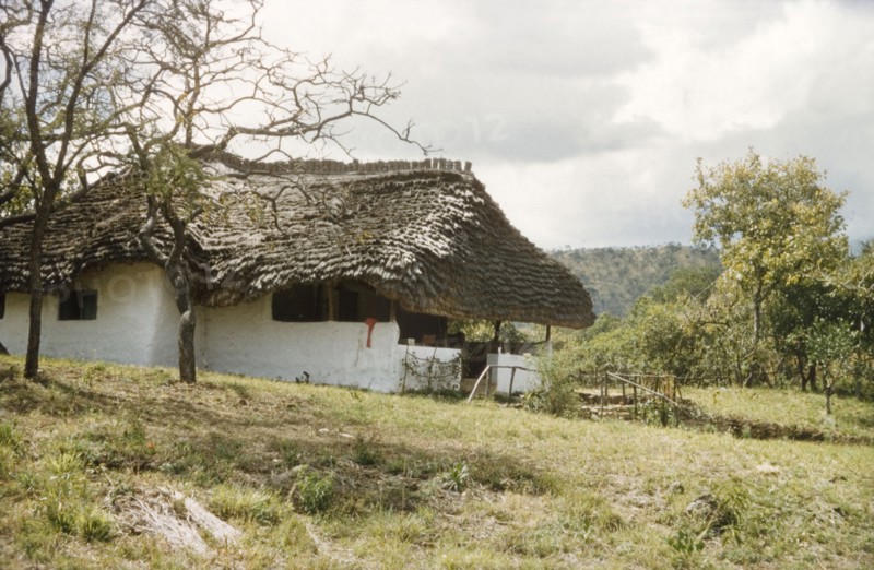Game Ranger's rest house at Opotipot. A thatched rest house belonging to John Blower, Game Ranger, Karamoja. Opotipot, North Uganda, December 1958., North (Uganda), Uganda, Eastern Africa, Africa.