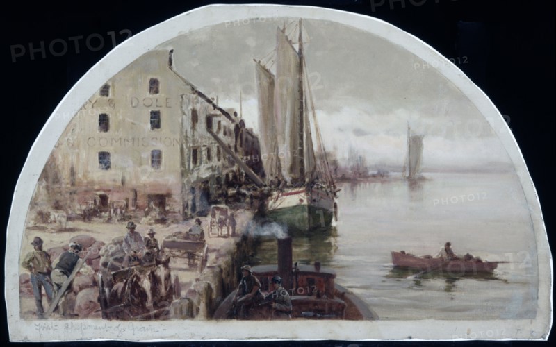 The First Grain Elevator in Chicago, 1838.  Created by Earle, Lawrence Carmichael, 1845-1921