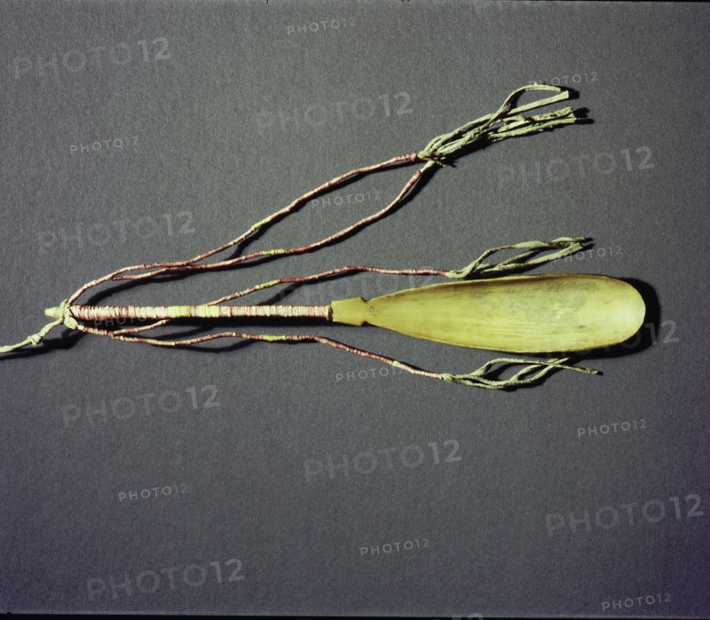 Spoon made from horn with quillwork binding on the handle