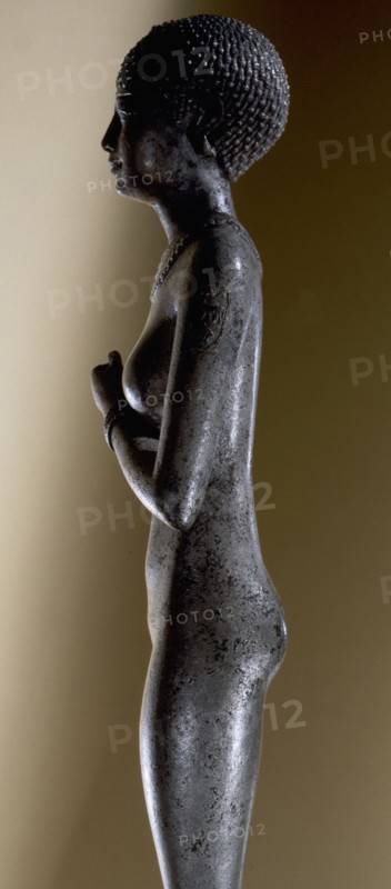 Statuette of a woman with the cartouche of Necho II embossed on the upper arms