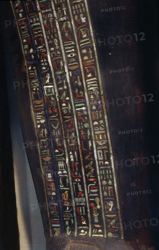 Hieroglyphs in their most decorative form appear on the interior coffin of Petosiris