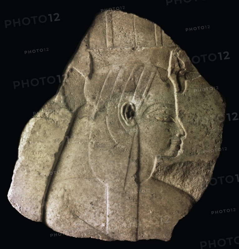 Relief portait of Queen Tiye wife of Amenhotep III and mother of Akhenaten