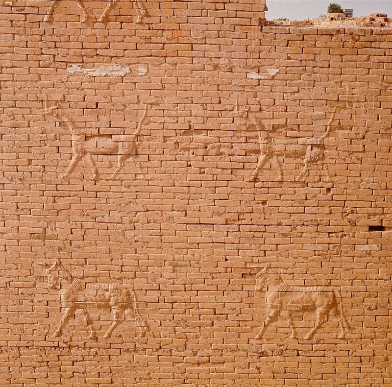 The gates of Ishtar at Babylon which were constructed during the time of Nebuchadnezzar II
