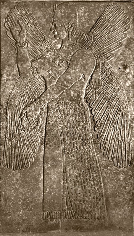 Human headed, winged protective spirit