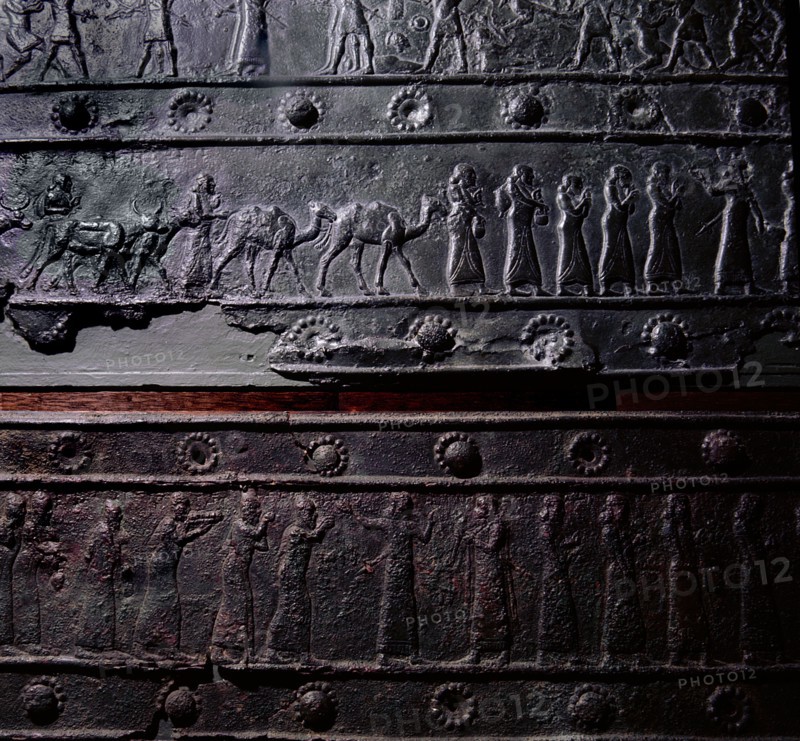 The wooden gates of Shalmaneser III with bands of relief decoration in bronze