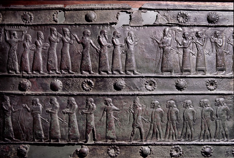 The wooden gates of Shalmaneser III with bands of relief decoration in bronze