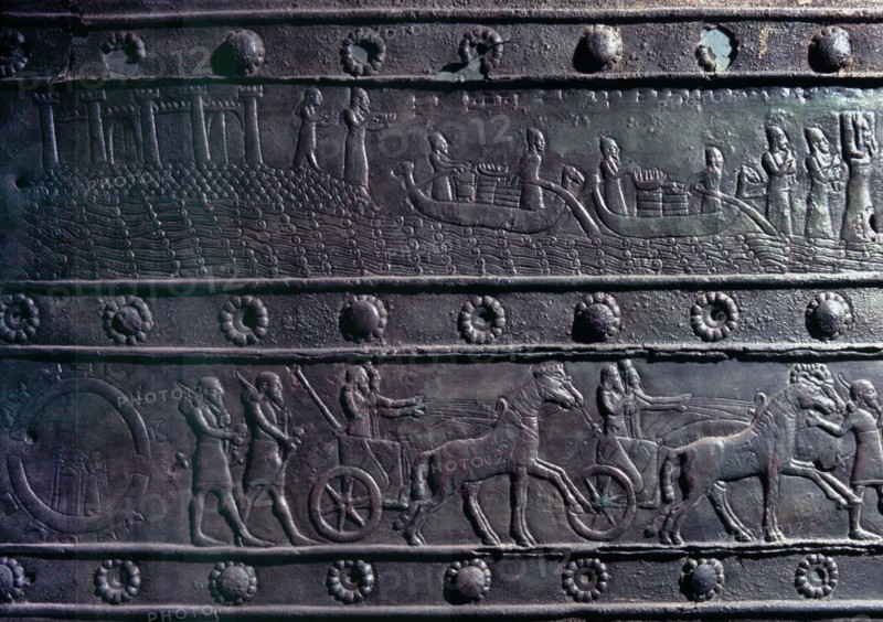 The wooden gates of Shalmaneser III with bands of relief decoration in bronze
