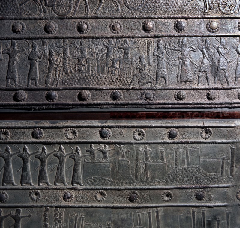 The wooden gates of Shalmaneser III with bands of relief decoration in bronze