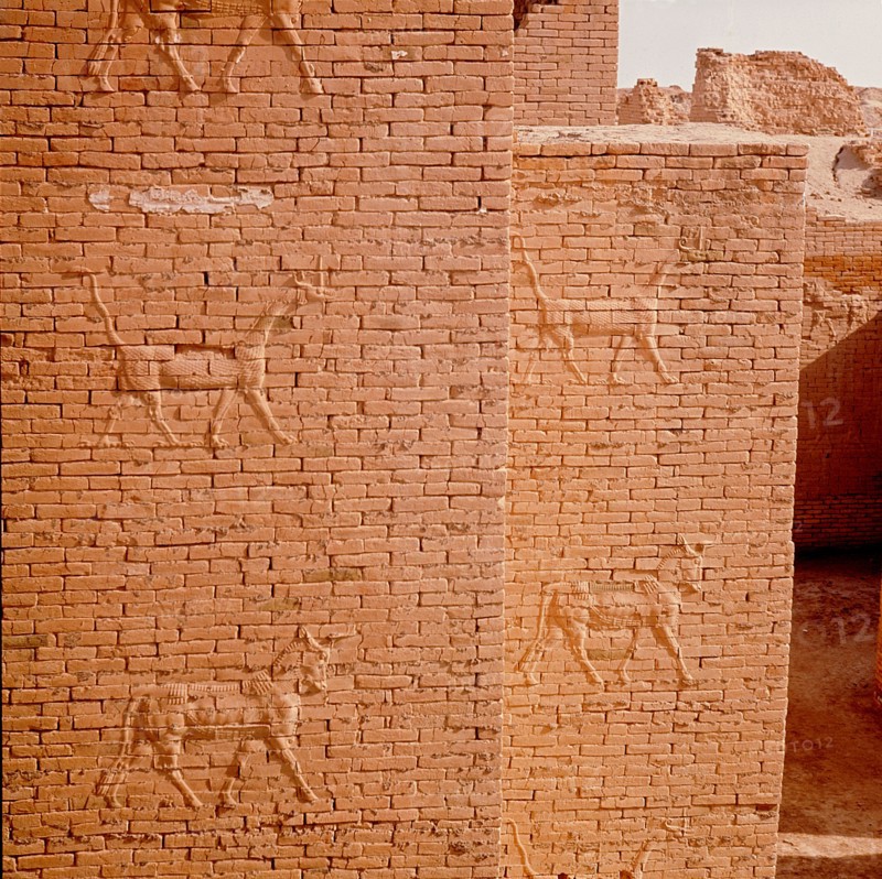 The gates of Ishtar at Babylon which were constructed during the time of Nebuchadnezzar II