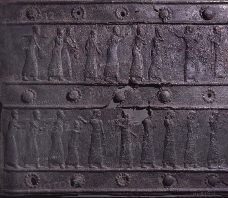 The wooden gates of Shalmaneser III with bands of relief decoration in bronze