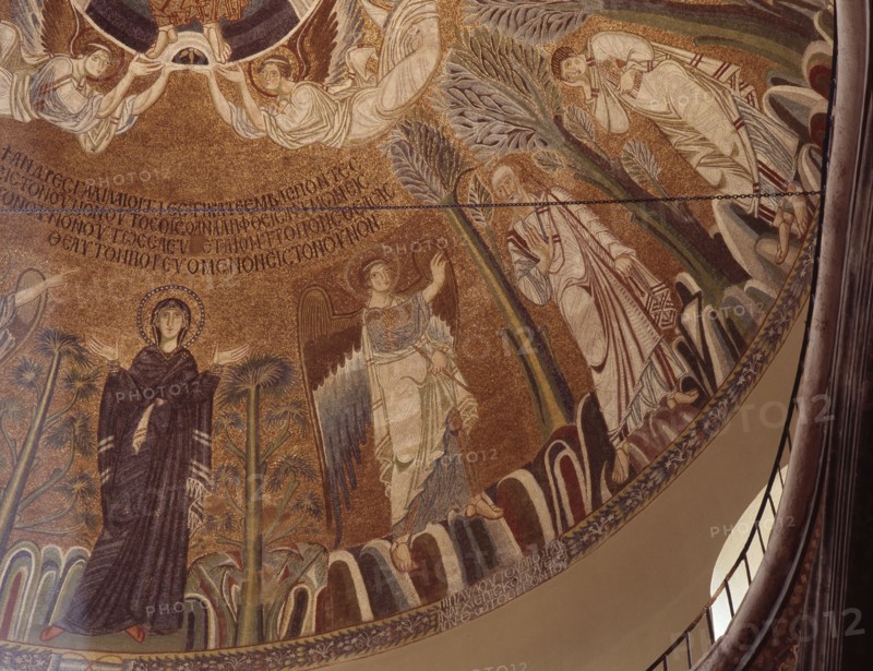 Detail of mosaic in the dome of the church of St