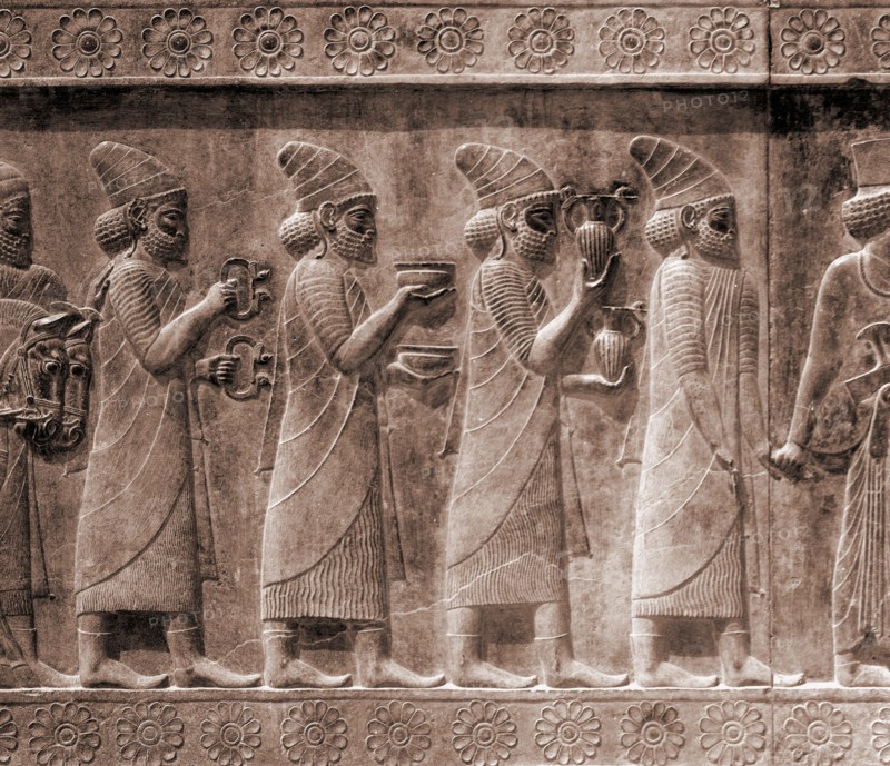 A detail of the reliefs on the stairways leading to the audience hall of Darius and Xerxes
