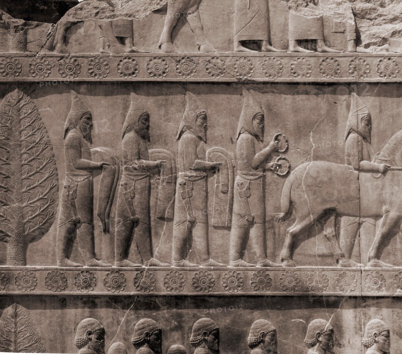 A detail of the reliefs on the stairways leading to the audience hall of Darius and Xerxes