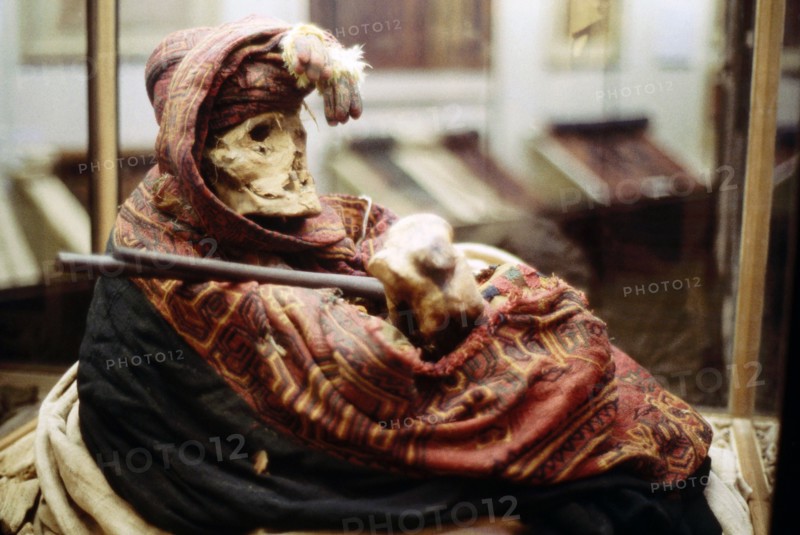 Peruvian mummy bundle from the Paracas/Nazca culture on the southern coast of Peru